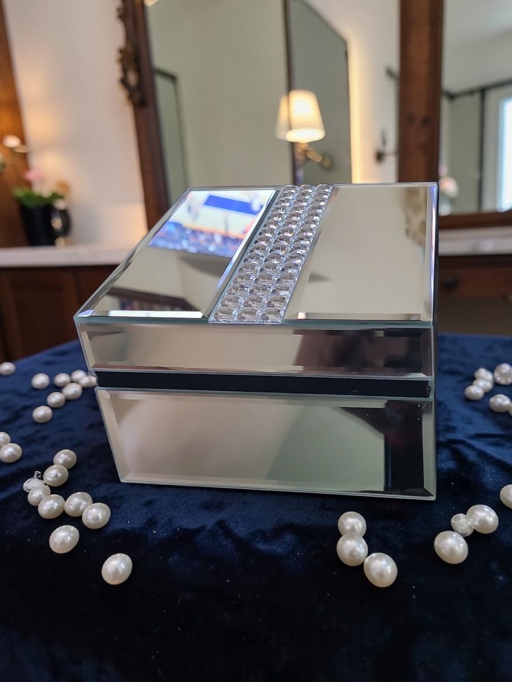 Mirrored Decorative Jewelry Box - Silver